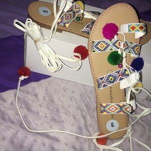 Gladiator Pom Pom multicolor Sandals